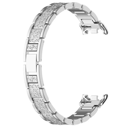 For Xiaomi Mi Band 9 / 9 NFC / Smart Band 8 / 8 NFC Watch Strap Rhinestone Decor 3-Bead Stainless Steel Band