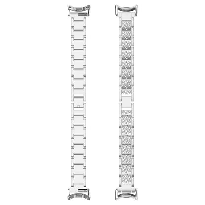 For Xiaomi Mi Band 9 / 9 NFC / Smart Band 8 / 8 NFC Watch Strap Rhinestone Decor 3-Bead Stainless Steel Band