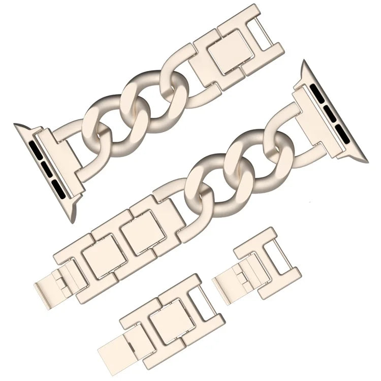 For Apple Watch 10 46mm / Ultra 2 / Ultra 49mm / 9 8 7 45mm / SE (2023) SE (2022) SE 6 5 4 44mm / 3 2 1 42mm Metal Chain Smartwatch Band