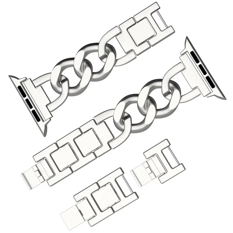 For Apple Watch 10 46mm / Ultra 2 / Ultra 49mm / 9 8 7 45mm / SE (2023) SE (2022) SE 6 5 4 44mm / 3 2 1 42mm Metal Chain Smartwatch Band