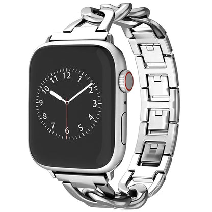 For Apple Watch 10 46mm / Ultra 2 / Ultra 49mm / 9 8 7 45mm / SE (2023) SE (2022) SE 6 5 4 44mm / 3 2 1 42mm Metal Chain Smartwatch Band