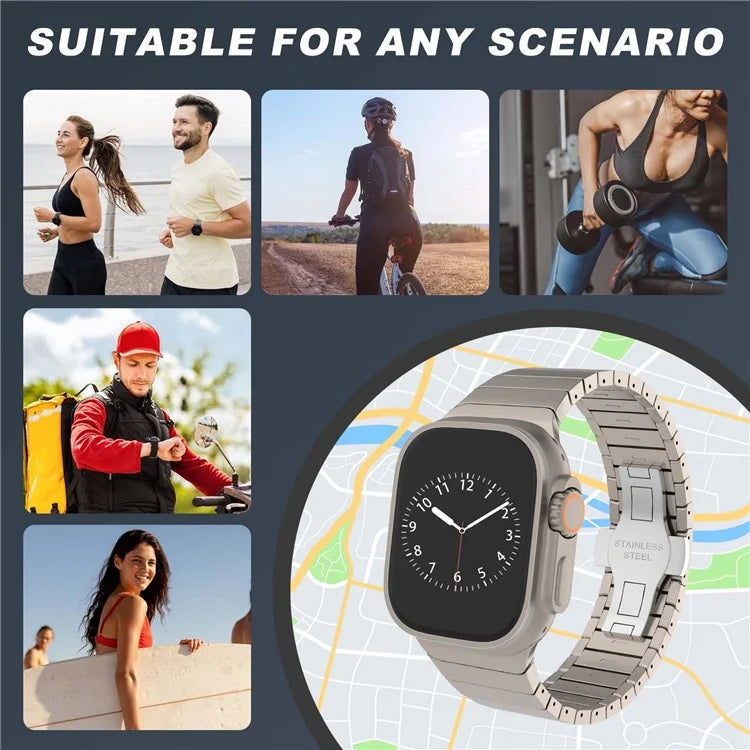 For Apple Watch 10 46mm / Ultra 2 / Ultra 49mm / 9 8 7 45mm / SE (2023) SE (2022) SE 6 5 4 44mm / 3 2 1 42mm Replacement 1-Bead Alloy Watch Band