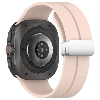 For Samsung Galaxy Watch Ultra 47mm Silicone Smartwatch Band Wrist Strap with Silver Magnetic Folding Buckle