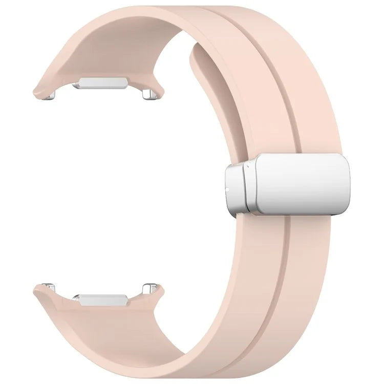 For Samsung Galaxy Watch Ultra 47mm Silicone Smartwatch Band Wrist Strap with Silver Magnetic Folding Buckle