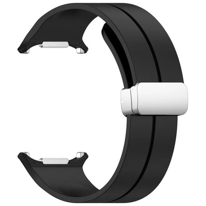 For Samsung Galaxy Watch Ultra 47mm Silicone Smartwatch Band Wrist Strap with Silver Magnetic Folding Buckle