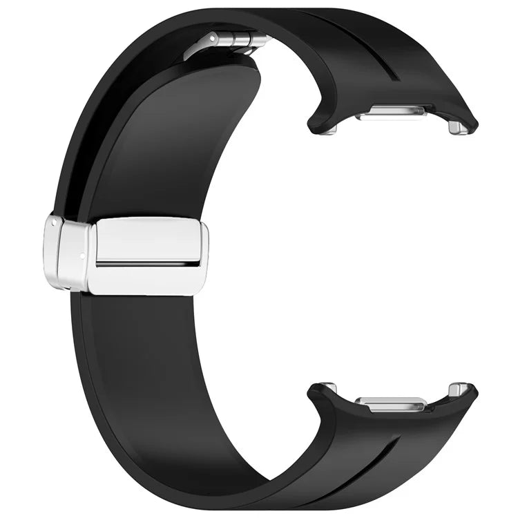 For Samsung Galaxy Watch Ultra 47mm Silicone Smartwatch Band Wrist Strap with Silver Magnetic Folding Buckle