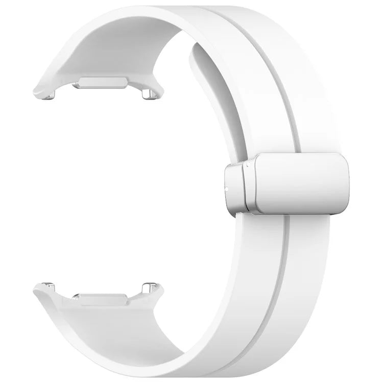 For Samsung Galaxy Watch Ultra 47mm Silicone Smartwatch Band Wrist Strap with Silver Magnetic Folding Buckle