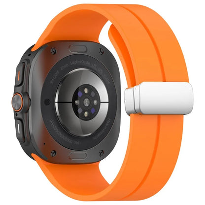 For Samsung Galaxy Watch Ultra 47mm Silicone Smartwatch Band Wrist Strap with Silver Magnetic Folding Buckle