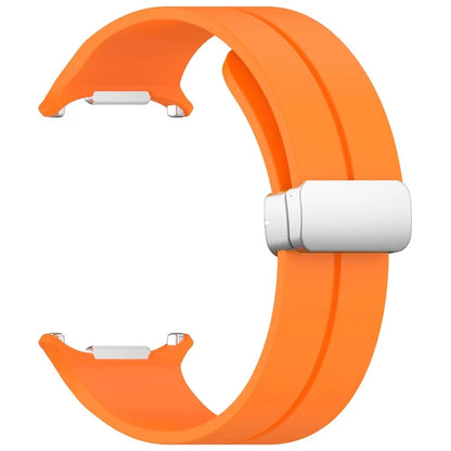 For Samsung Galaxy Watch Ultra 47mm Silicone Smartwatch Band Wrist Strap with Silver Magnetic Folding Buckle