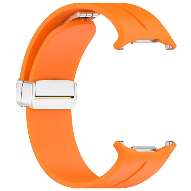 For Samsung Galaxy Watch Ultra 47mm Silicone Smartwatch Band Wrist Strap with Silver Magnetic Folding Buckle