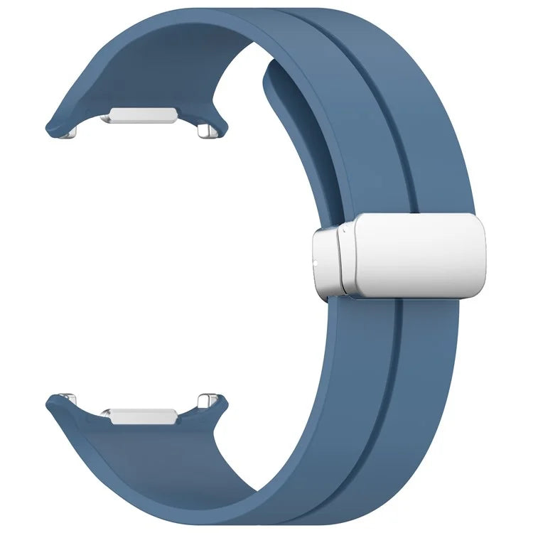 For Samsung Galaxy Watch Ultra 47mm Silicone Smartwatch Band Wrist Strap with Silver Magnetic Folding Buckle