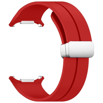 For Samsung Galaxy Watch Ultra 47mm Silicone Smartwatch Band Wrist Strap with Silver Magnetic Folding Buckle