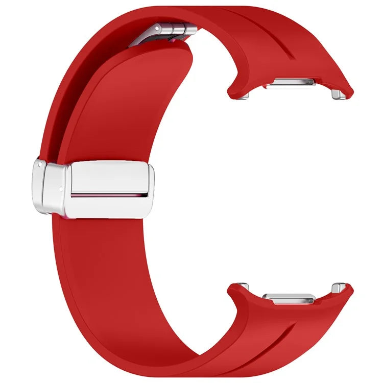 For Samsung Galaxy Watch Ultra 47mm Silicone Smartwatch Band Wrist Strap with Silver Magnetic Folding Buckle