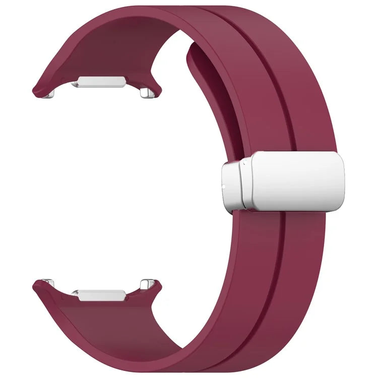 For Samsung Galaxy Watch Ultra 47mm Silicone Smartwatch Band Wrist Strap with Silver Magnetic Folding Buckle