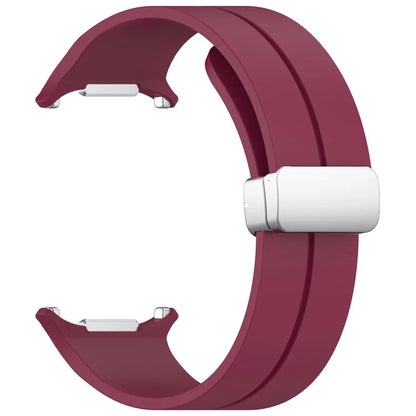 For Samsung Galaxy Watch Ultra 47mm Silicone Smartwatch Band Wrist Strap with Silver Magnetic Folding Buckle