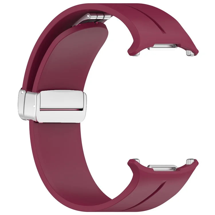 For Samsung Galaxy Watch Ultra 47mm Silicone Smartwatch Band Wrist Strap with Silver Magnetic Folding Buckle