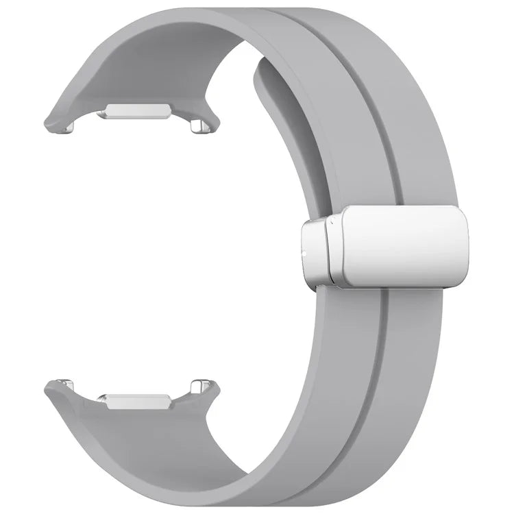 For Samsung Galaxy Watch Ultra 47mm Silicone Smartwatch Band Wrist Strap with Silver Magnetic Folding Buckle