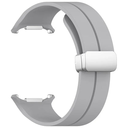 For Samsung Galaxy Watch Ultra 47mm Silicone Smartwatch Band Wrist Strap with Silver Magnetic Folding Buckle