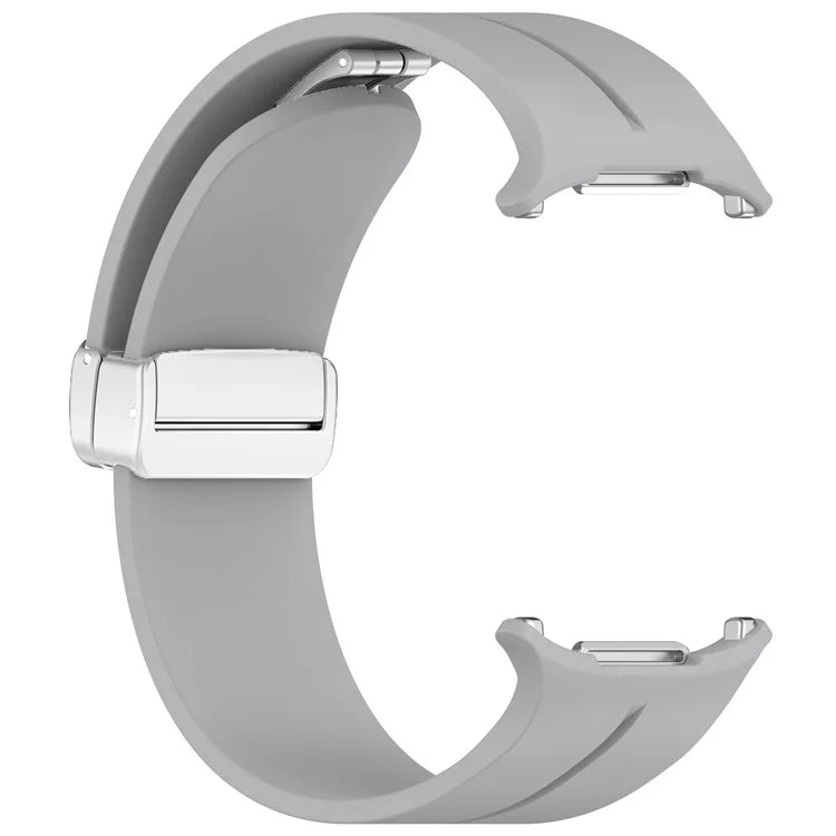 For Samsung Galaxy Watch Ultra 47mm Silicone Smartwatch Band Wrist Strap with Silver Magnetic Folding Buckle