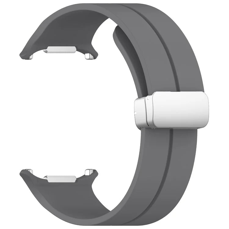 For Samsung Galaxy Watch Ultra 47mm Silicone Smartwatch Band Wrist Strap with Silver Magnetic Folding Buckle