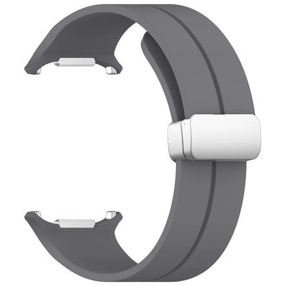 For Samsung Galaxy Watch Ultra 47mm Silicone Smartwatch Band Wrist Strap with Silver Magnetic Folding Buckle