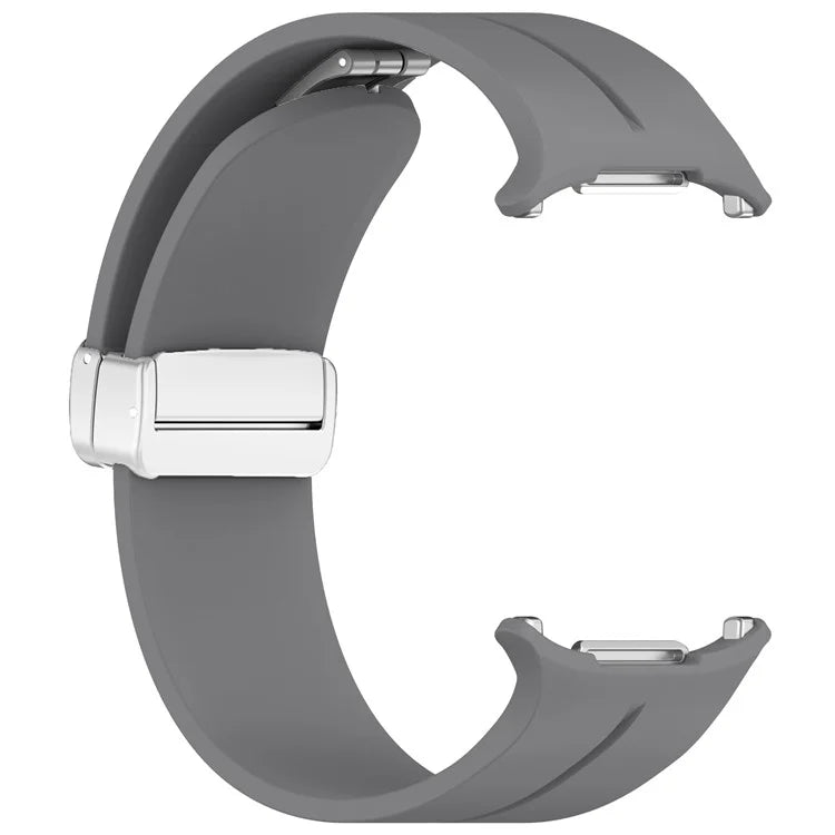 For Samsung Galaxy Watch Ultra 47mm Silicone Smartwatch Band Wrist Strap with Silver Magnetic Folding Buckle