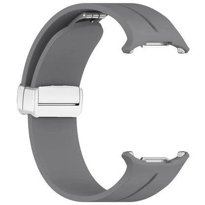 For Samsung Galaxy Watch Ultra 47mm Silicone Smartwatch Band Wrist Strap with Silver Magnetic Folding Buckle