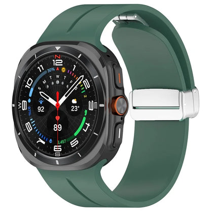 For Samsung Galaxy Watch Ultra 47mm Silicone Smartwatch Band Wrist Strap with Silver Magnetic Folding Buckle