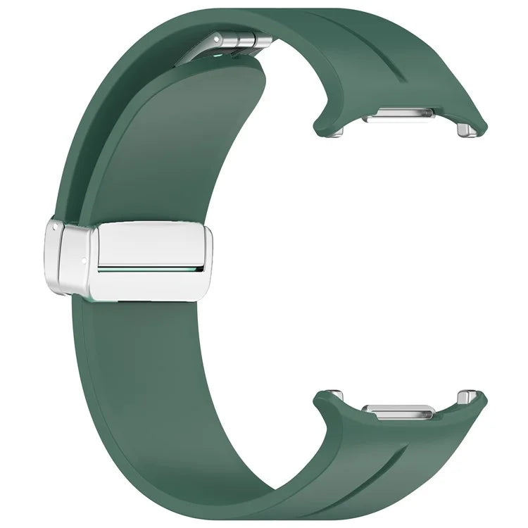 For Samsung Galaxy Watch Ultra 47mm Silicone Smartwatch Band Wrist Strap with Silver Magnetic Folding Buckle