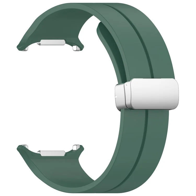 For Samsung Galaxy Watch Ultra 47mm Silicone Smartwatch Band Wrist Strap with Silver Magnetic Folding Buckle
