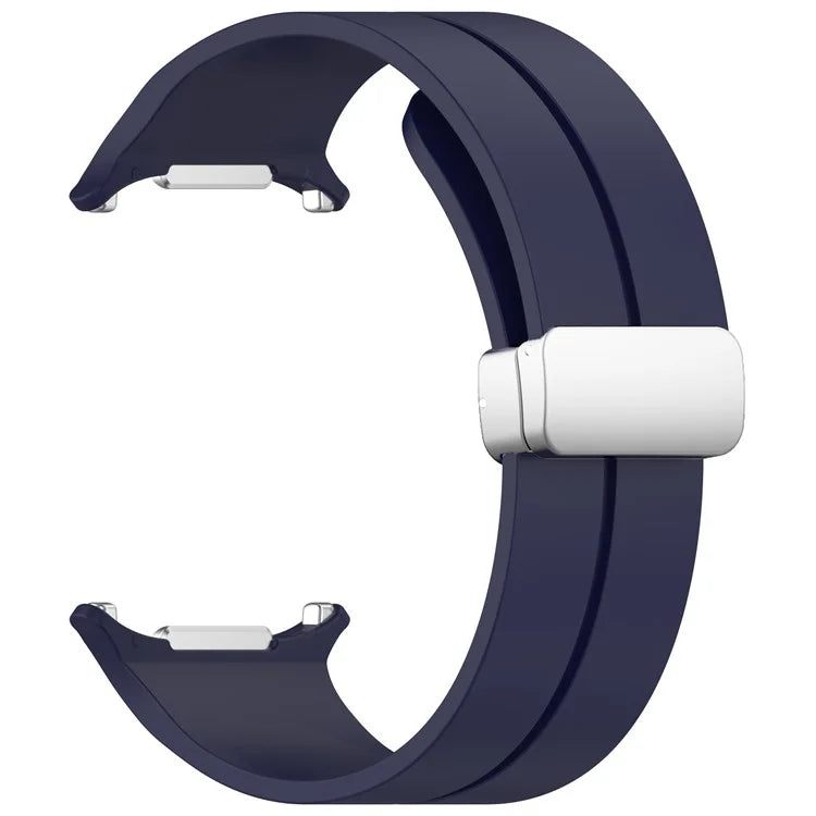 For Samsung Galaxy Watch Ultra 47mm Silicone Smartwatch Band Wrist Strap with Silver Magnetic Folding Buckle