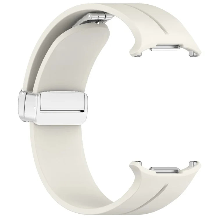 For Samsung Galaxy Watch Ultra 47mm Silicone Smartwatch Band Wrist Strap with Silver Magnetic Folding Buckle