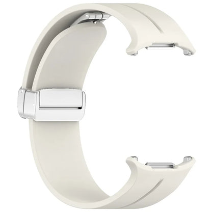 For Samsung Galaxy Watch Ultra 47mm Silicone Smartwatch Band Wrist Strap with Silver Magnetic Folding Buckle
