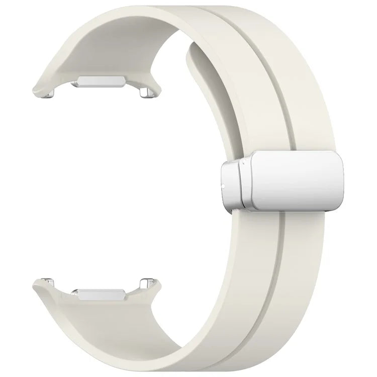 For Samsung Galaxy Watch Ultra 47mm Silicone Smartwatch Band Wrist Strap with Silver Magnetic Folding Buckle