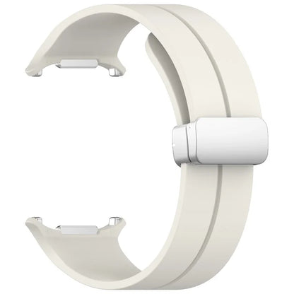 For Samsung Galaxy Watch Ultra 47mm Silicone Smartwatch Band Wrist Strap with Silver Magnetic Folding Buckle