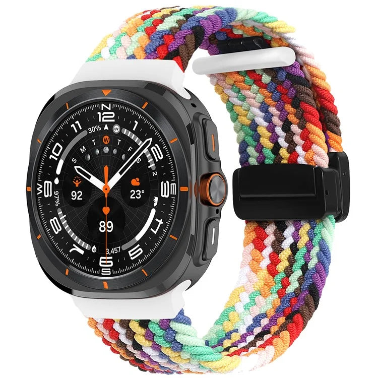 For Samsung Galaxy Watch Ultra 47mm Braided Wrist Band Magnetic Folding Buckle Watch Strap