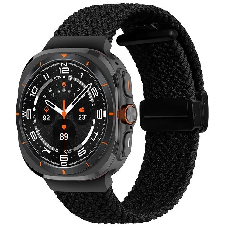 For Samsung Galaxy Watch Ultra 47mm Braided Wrist Band Magnetic Folding Buckle Watch Strap
