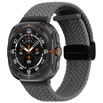 For Samsung Galaxy Watch Ultra 47mm Braided Wrist Band Magnetic Folding Buckle Watch Strap