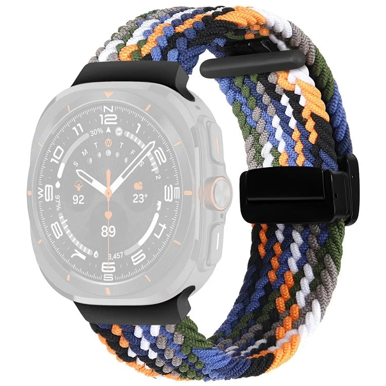 For Samsung Galaxy Watch Ultra 47mm Braided Wrist Band Magnetic Folding Buckle Watch Strap