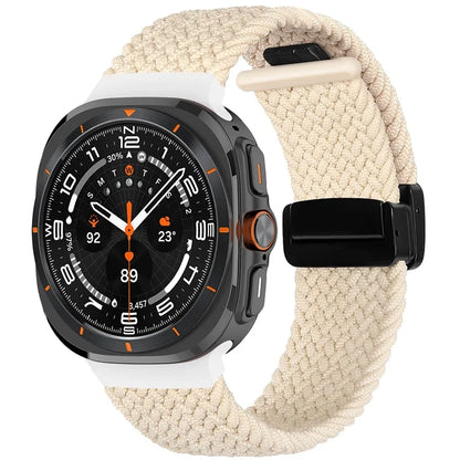 For Samsung Galaxy Watch Ultra 47mm Braided Wrist Band Magnetic Folding Buckle Watch Strap