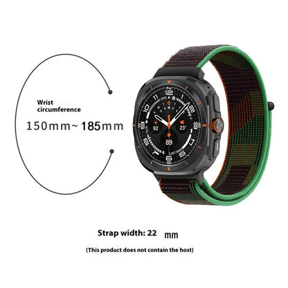 For Galaxy Watch Ultra 47mm Nylon Replacement Watch Band Magic Tape Loop Strap