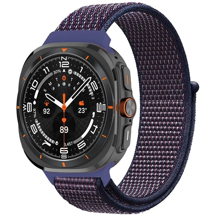 For Galaxy Watch Ultra 47mm Nylon Replacement Watch Band Magic Tape Loop Strap