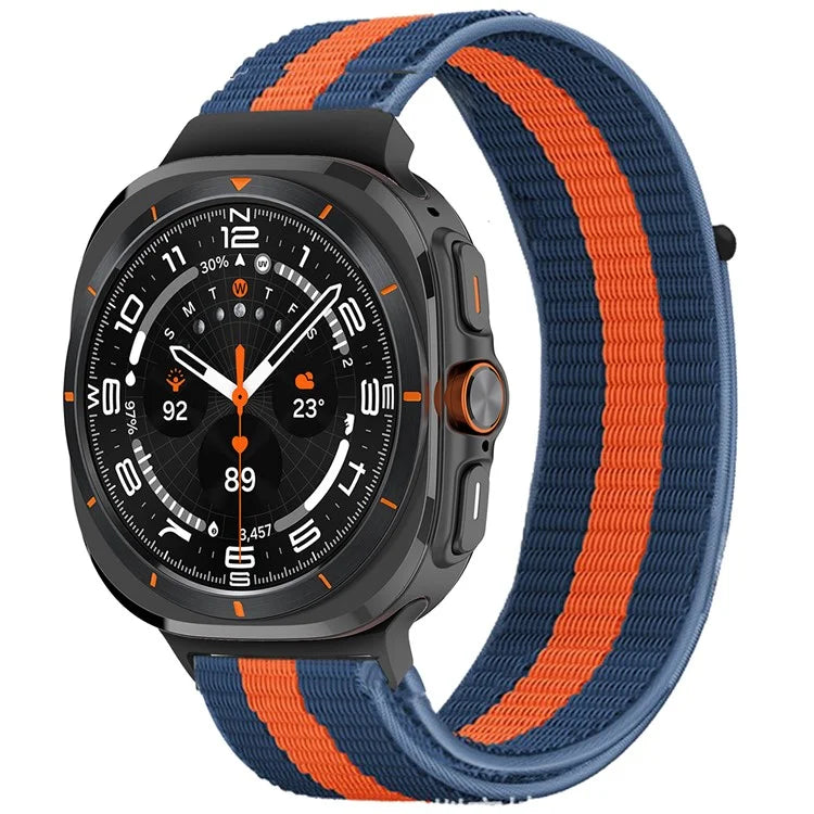 For Galaxy Watch Ultra 47mm Nylon Replacement Watch Band Magic Tape Loop Strap