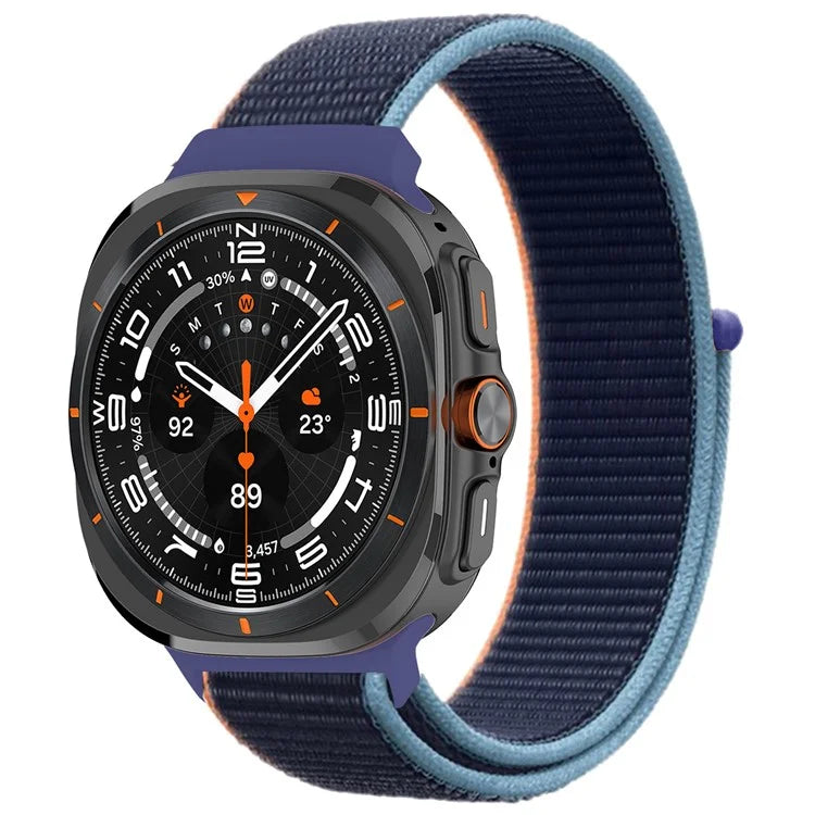 For Galaxy Watch Ultra 47mm Nylon Replacement Watch Band Magic Tape Loop Strap