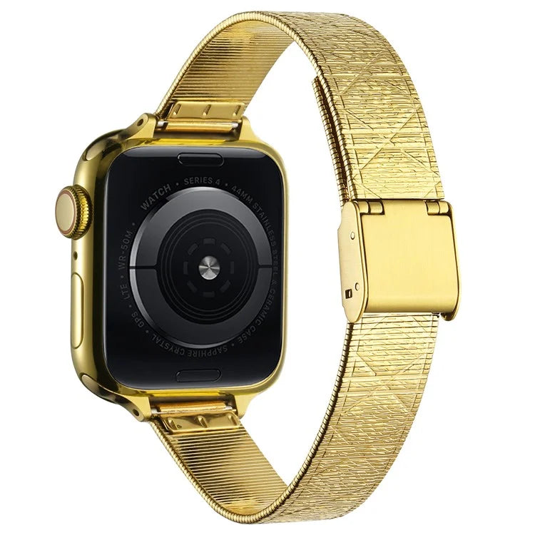 For Apple Watch 10 46mm / Ultra 2 / Ultra 49mm / 9 8 7 45mm / SE (2023) SE (2022) SE 6 5 4 44mm / 3 2 1 42mm Rhombus Grid Stainless Steel Watch Band
