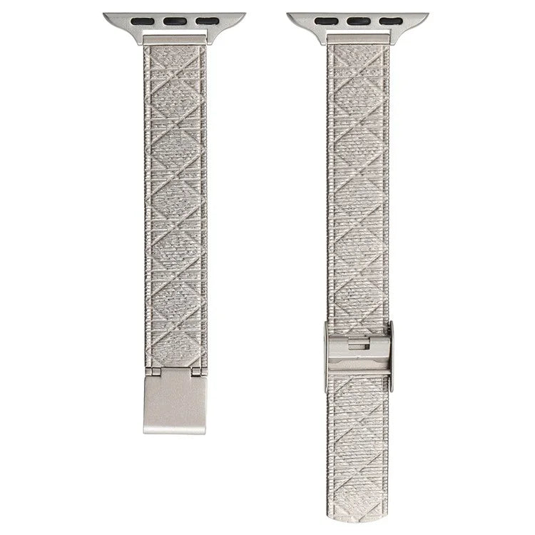 For Apple Watch 10 46mm / Ultra 2 / Ultra 49mm / 9 8 7 45mm / SE (2023) SE (2022) SE 6 5 4 44mm / 3 2 1 42mm Rhombus Grid Stainless Steel Watch Band