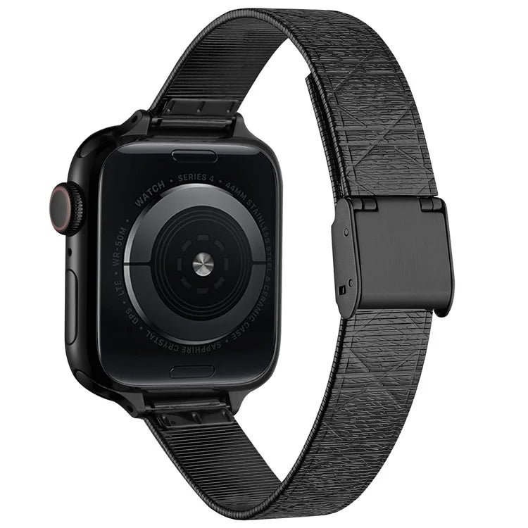 For Apple Watch Series 10 42mm / 9 8 7 41mm / SE (2023) SE (2022) SE 6 5 4 40mm / 3 2 1 38mm Rhombus Pattern Strap Stainless Steel Watch Band