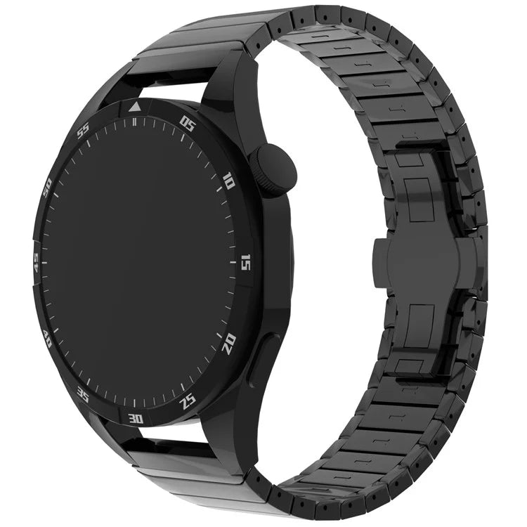 For Huawei Watch GT 4 Pro / GT 3 46mm / Samsung Galaxy Watch3 45mm / Garmin Vivoactive 4 Butterfly Buckle 1-Bead Alloy Watch Band