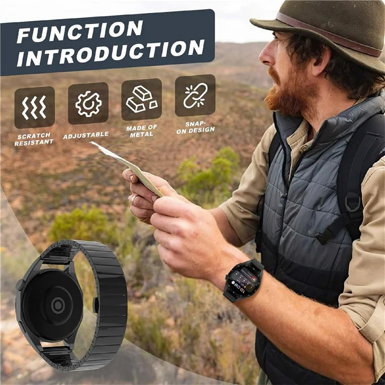 For Huawei Watch GT 4 Pro / GT 3 46mm / Samsung Galaxy Watch3 45mm / Garmin Vivoactive 4 Butterfly Buckle 1-Bead Alloy Watch Band