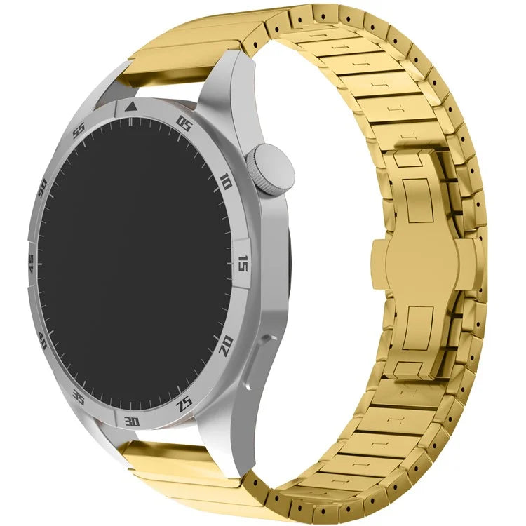 For Huawei Watch GT 4 Pro / GT 3 46mm / Samsung Galaxy Watch3 45mm / Garmin Vivoactive 4 Butterfly Buckle 1-Bead Alloy Watch Band